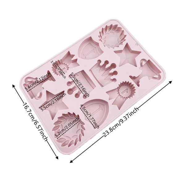 Silikon Kek Kalıp Çikolata Şampiyonluk Figürleri Kalıbı Şeker Hamuru Taş Tozu Kalıbı 12 Li - Resim 3