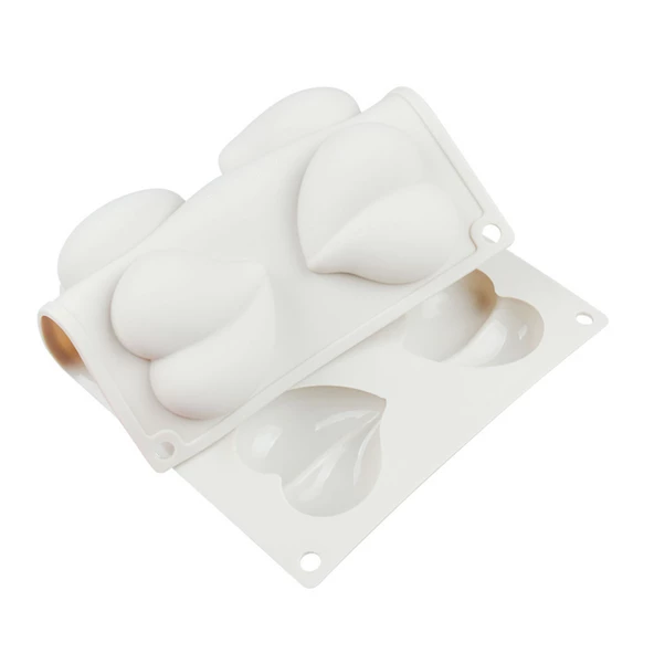 Silikon Kek Kalıp Çikolata Bombeli Desenli Kalp Kalıbı Mum Şeker Ham. Taş Tozu Kalıbı 8 Li - Resim 2