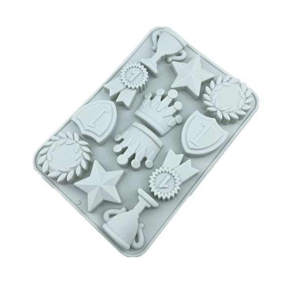 Silikon Kek Kalıp Çikolata Şampiyonluk Figürleri Kalıbı Şeker Hamuru Taş Tozu Kalıbı 12 Li - Resim 4