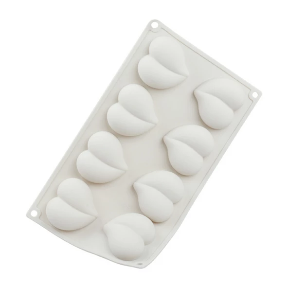 Silikon Kek Kalıp Çikolata Bombeli Desenli Kalp Kalıbı Mum Şeker Ham. Taş Tozu Kalıbı 8 Li - Resim 3