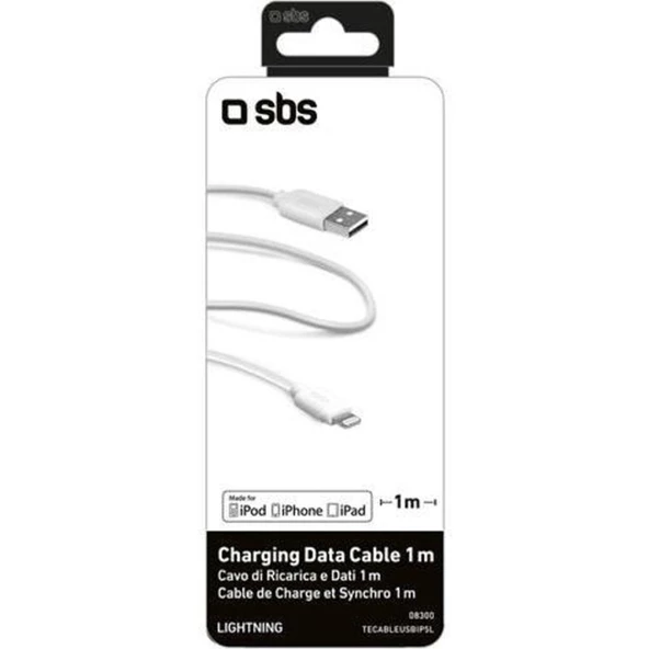 Lightning USB Şarj ve Data Kablosu 1m Beyaz SBS-654474