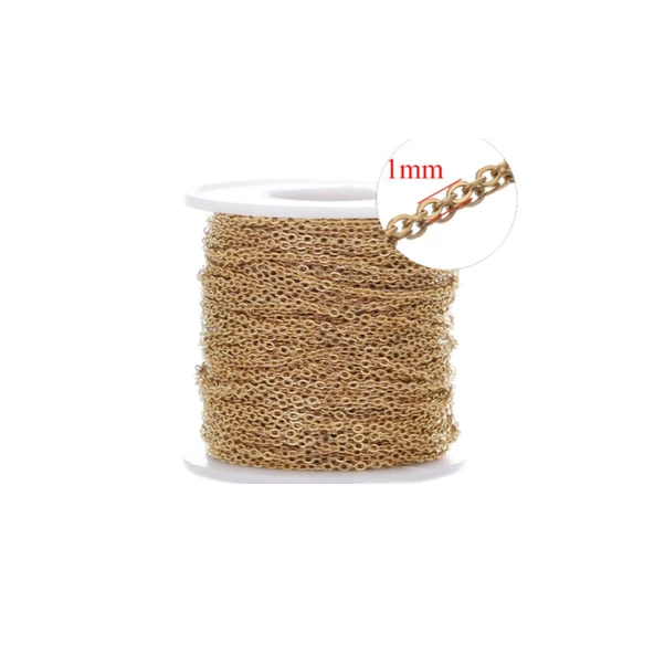 Kolye  Bileklik Takı Ve Aksesuar  Zinciri LAK KAPLAMA 1 MM (1 MT)  Gold