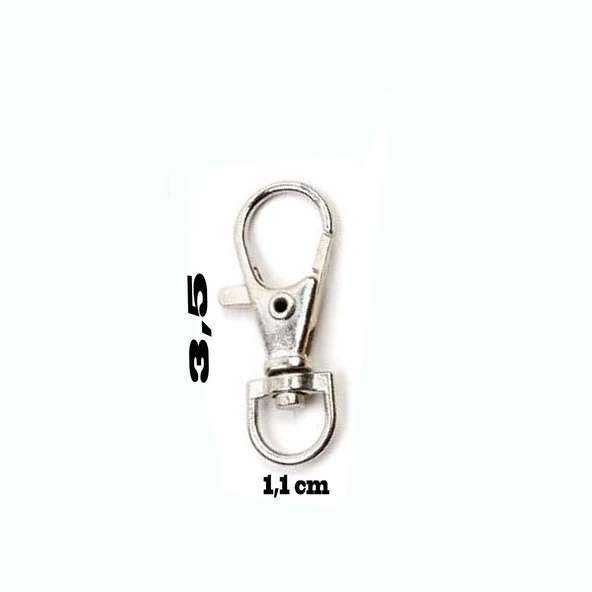 Anahtarlık Klipsi Istakoz Döner Klips Kanca 3.5 CM (25 Adet)  Gümüş - Resim 2