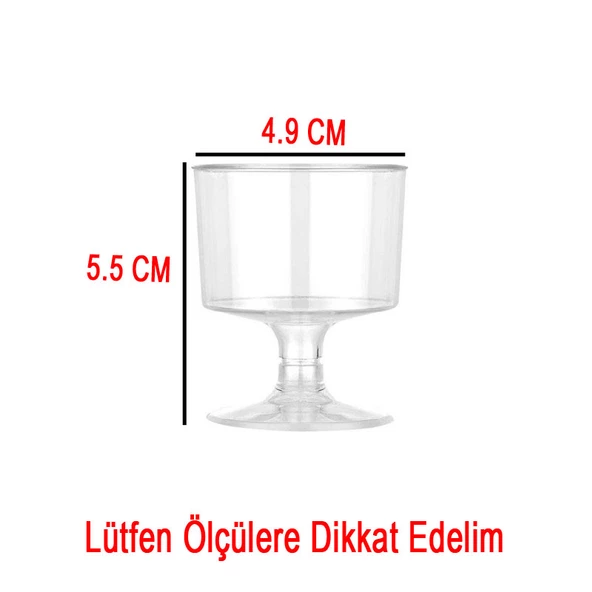 Ayaklı Shot Bardağı Küçük Plastik Kadeh 50 ML (6 Adet)  Pembe - 2