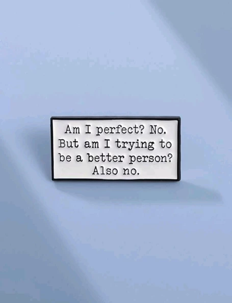 Am I Perfect? No. But Am I Trying To Be A Better Person? Also No. Yazılı Broş - 3