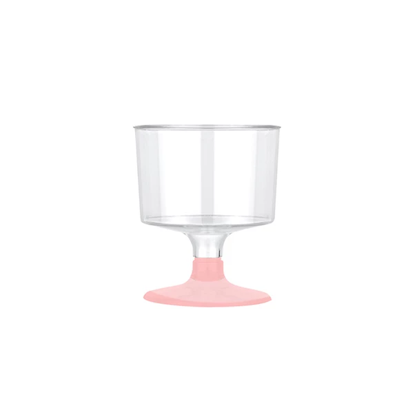 Ayaklı Shot Bardağı Küçük Plastik Kadeh 50 ML (6 Adet)  Pembe