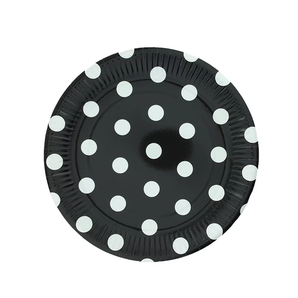 Tabak Karton Puantiyeli Siyah 23 Cm (8 Adet)