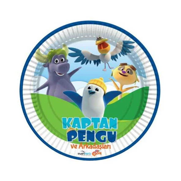 Kaptan Pengu Temalı Karton Tabak 23 CM (8 Adet)