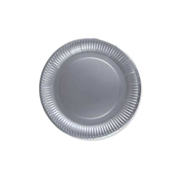 Karton Tabak Düz Renk 23 Cm (8 Adet)  Gümüş