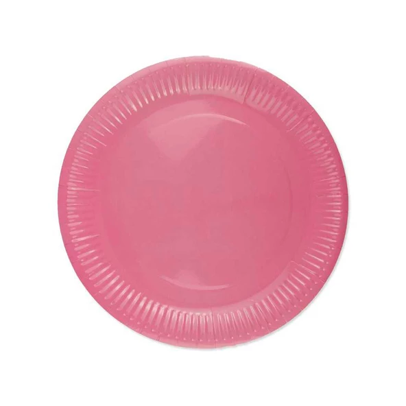Karton Tabak Düz Renk 23 Cm (8 Adet)  Pembe