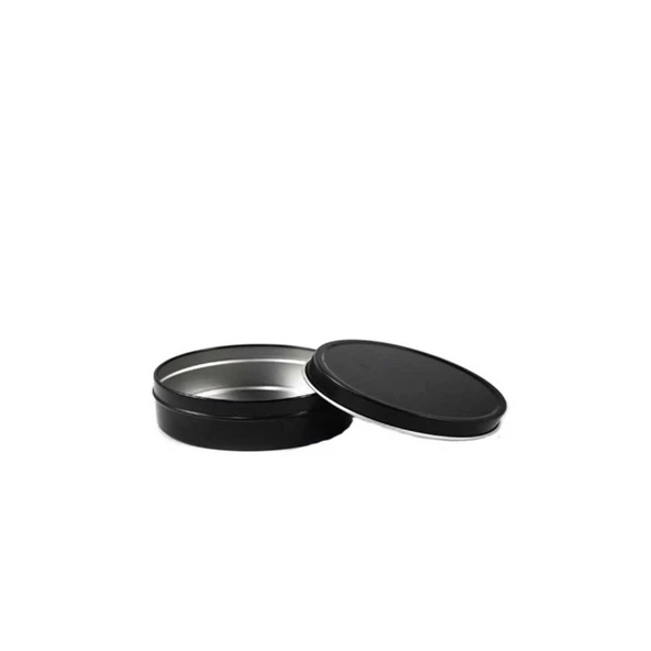 Yuvarlak Teneke Kutu Bal Ve Şeker Kutusu 7x2  CM (12 Adet)  Siyah - 2