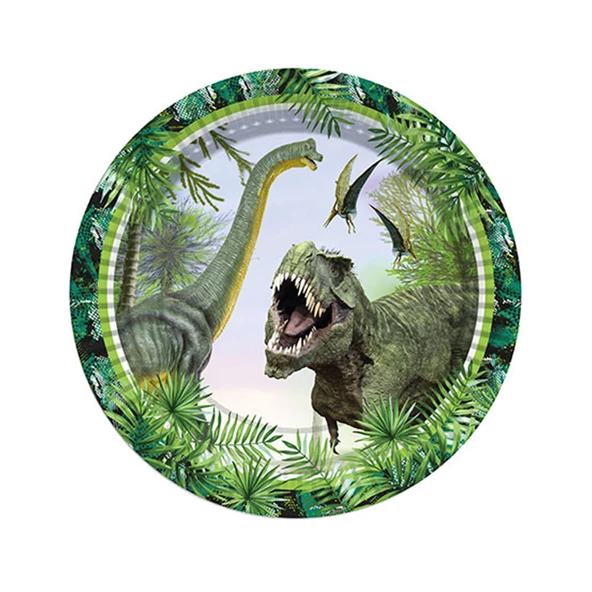 Jurassic Temalı Karton Tabak 23 CM (8 Adet)