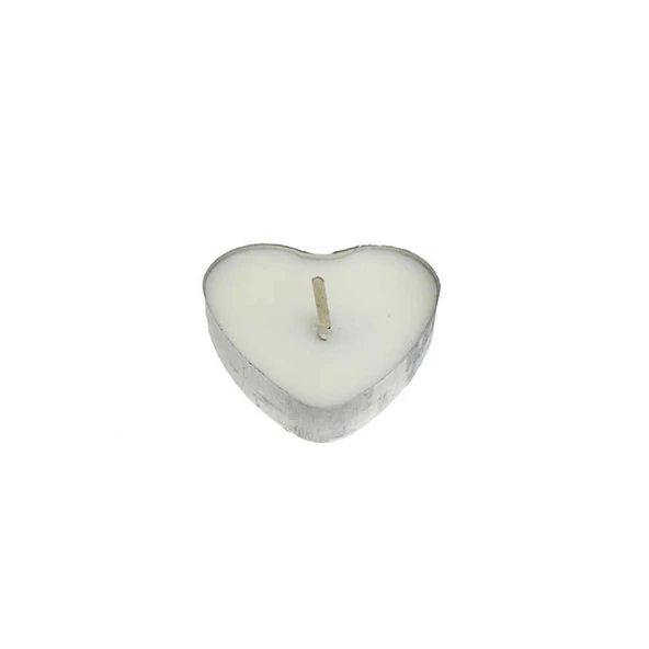 Kalp Tealight Mum Kalp Modeli (50 Adet)  Beyaz