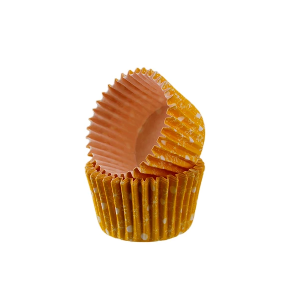 Kek Kalıbı Pet Kapsül 52X45 Mm Kağıt Cupcake Kağıdı (100 Adet)  Kar Desenli Sarı