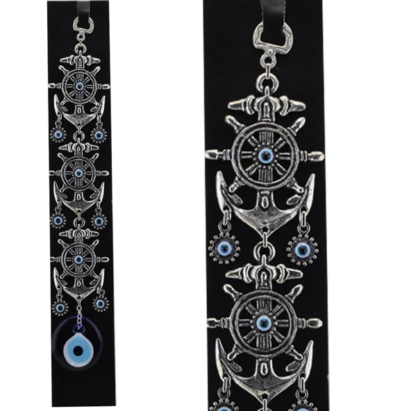 Cam Nazar Boncuklu Metal Duvar Süsü Çapa Modeli Üçlü - 2