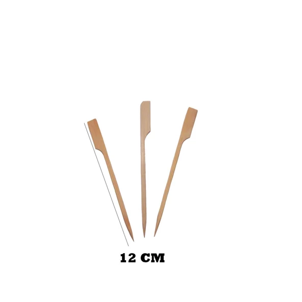 Özel Ahşap Yassı Saplı Çöp Şiş Çubuğu 12 CM (100 Adet) - 2