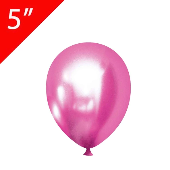 Krom Parlak Balon 5 İNÇ (25 Adet)  Pembe