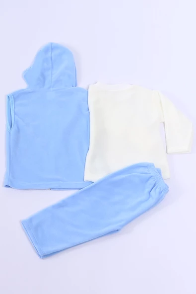 BEBEK POLAR 3LÜ TAKIM KAPŞONLU FERMUARLI NAKIŞLI C23 - 4