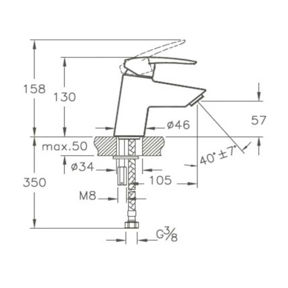 VitrA Dynamic S A40950 Lavabo Bataryası. Krom - Resim 3