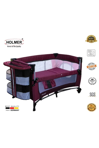 HOLMER Kids Maxi Comfort Coolstyle Anne Yanı Oyun Parkı/beşik 70x110cm Mürdüm