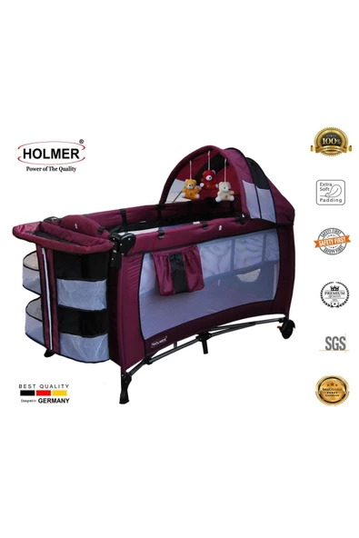 Holmer Kids Eurostyle Oyun Parkı Park Yatak 60x120cm Mürdüm