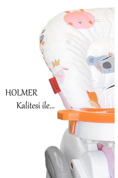 HOLMER Leke Tutmaz Organik Mama Sandalyesi Minderi & Kılıfı Max-M Pembe - 4