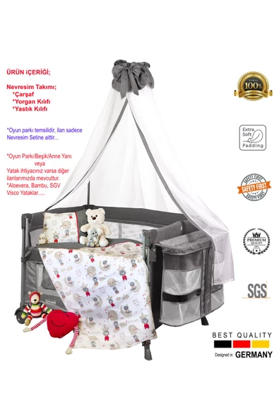 HOLMER Bebek Nevresim Takımı Organik Pamuk Oyun Parkı Beşik Nevresim Seti - 4
