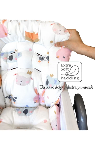 HOLMER Leke Tutmaz Organik Mama Sandalyesi Minderi & Kılıfı Max-M Pembe - 6