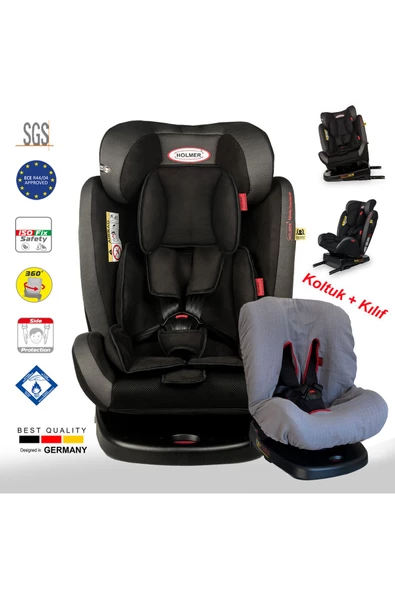 HOLMER (KILIF HEDİYELİ) Kids Maxi Protect Aero 3d ( 360° Dönebilir) 0-36kg Isofix Oto Koltuğu