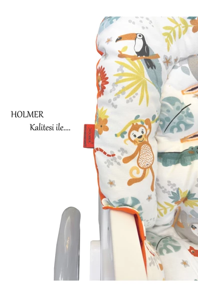 HOLMER Leke Tutmaz Organik Mama Sandalyesi Minderi & Kılıfı Max-t Açık Gri - 5