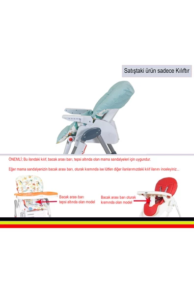 HOLMER Organik Mama Sandalyesi Minderi & Kılıfı (Kemer Deliksiz) Su Yeşili - 5