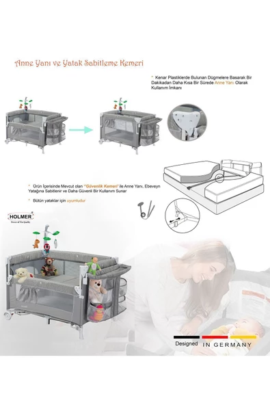 HOLMER Maxi Comfort Coolstyle Anne Yanı-deluxe Kumaş Premium Oyun Parkı Gri Aloevera Yatak 70x110 Cm - 4