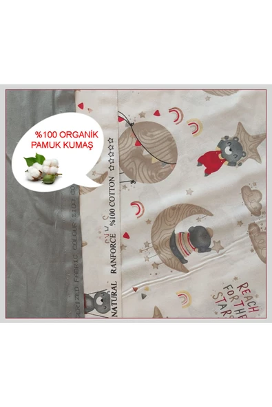 HOLMER Bebek Nevresim Takımı Organik Pamuk Oyun Parkı Beşik Nevresim Seti - 3