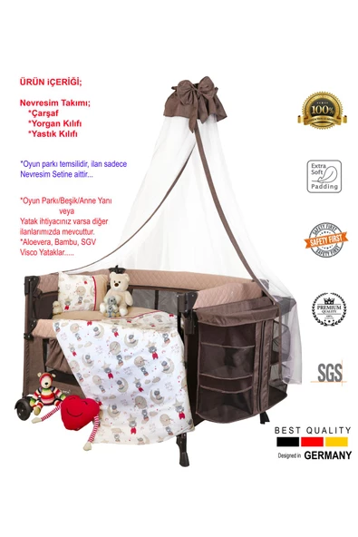 HOLMER Bebek Nevresim Takımı Organik Pamuk Oyun Parkı Beşik Nevresim Seti - 4