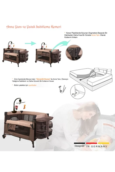 HOLMER Maxi Comfort Coolstyle (Anne Yanı-Deluxe Kumaş) Premium Dönenceli Oyun Parkı/Anne Yanı 70x110cm Bej - 2