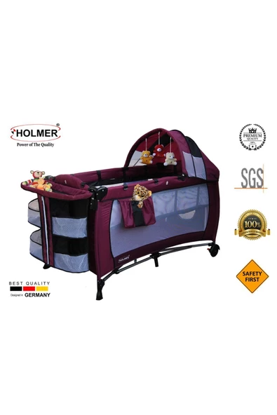 Holmer Kids Eurostyle Oyun Parkı Park Yatak 60x120cm Mürdüm - 3
