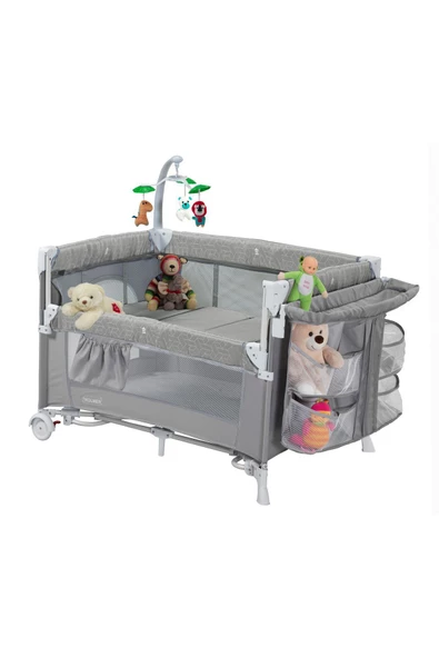 HOLMER Maxi Comfort Coolstyle (ANNE YANI-DELUXE KUMAŞ) Premium Dönenceli Oyun Parkı/anne Yanı 70x110cm Gri - 8