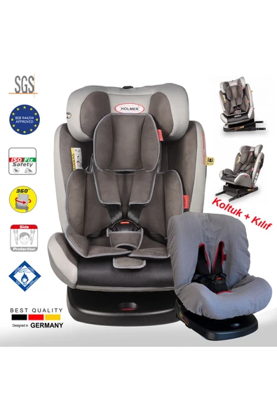 HOLMER (KILIF HEDİYELİ) Kids Maxi Protect Aero 3d ( 360° Dönebilir) 0-36kg Isofix Oto Koltuğu