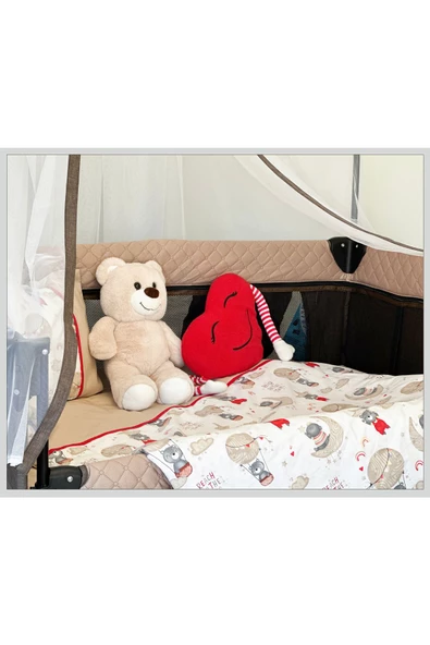 HOLMER Bebek Nevresim Takımı Organik Pamuk Oyun Parkı Beşik Nevresim Seti - 2