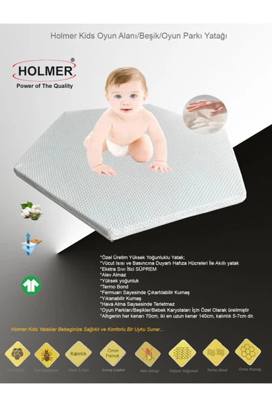 HOLMER Kids Organik Altıgen Oyun Alanı Yatağı - 2