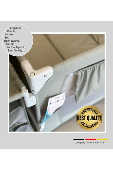 HOLMER Maxi Comfort Coolstyle (Anne Yanı-Deluxe Kumaş) Cibinlikli Oyun Parkı/Anne Yanı 70x110cm AGri - 7