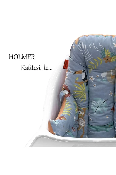 HOLMER Leke Tutmaz Organik Mama Sandalyesi Minderi & Kılıfı Md Gri - 6