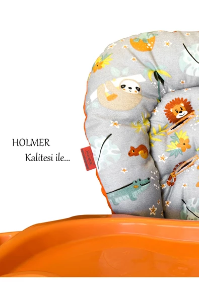 HOLMER Leke Tutmaz Organik Mama Sandalyesi Minderi & Kılıfı Max-M Koyu Gri - 5