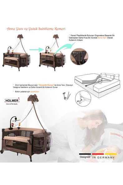 HOLMER Maxi Comfort Coolstyle Anne Yanı-deluxe Kumaş Premium Oyun Parkı Bej + Aloevera Yatak 70x110 Cm - 4