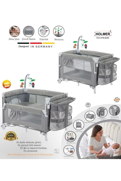 HOLMER Maxi Comfort Coolstyle Anne Yanı-deluxe Kumaş Premium Oyun Parkı Gri Aloevera Yatak 70x110 Cm - 3