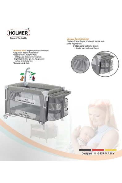 HOLMER Maxi Comfort Coolstyle Anne Yanı-deluxe Kumaş Premium Oyun Parkı Gri Aloevera Yatak 70x110 Cm - 5