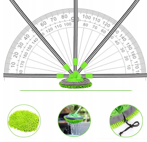 Çok Fonksiyonlu Teleskobik Saplı Mikrofiber Sihirli Araba Temizlik Mopu 1 yedek Mop Başlığı Hediye - 4