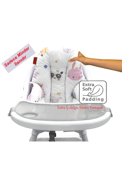 HOLMER Leke Tutmaz Organik Mama Sandalyesi Minderi & Kılıfı Md Pembe - 7