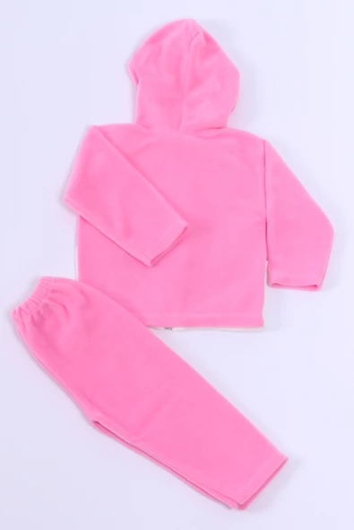 BEBEK POLAR ALT ÜST TAKIM KAPŞONLU FERMUARLI NAKIŞLI E11 - 6