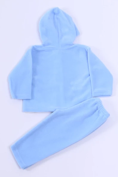 BEBEK POLAR ALT ÜST TAKIM KAPŞONLU FERMUARLI NAKIŞLI E11 - 3